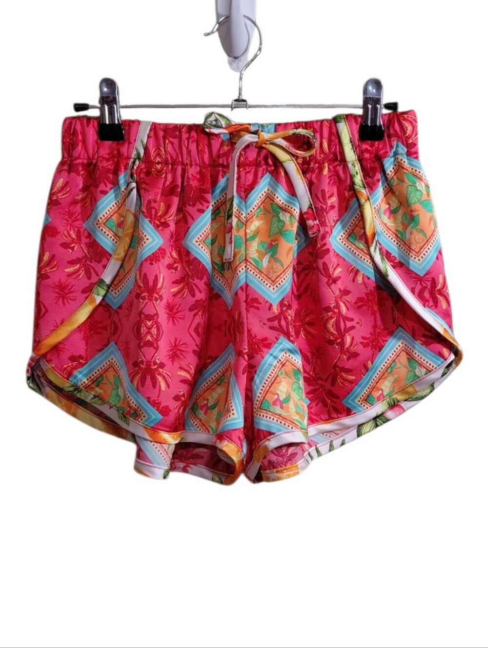 Forever 21 Pink Printed Athletic Shorts with Multicolor Accents